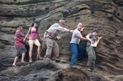 L - R: Luis Guzm&aacute;n als Gabato, Vanessa Hudgens als Kailani, Michael Caine als Alexander, Dwayne Johnson als Hank, Josh Hutcherson als Sean