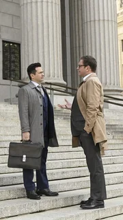 "The Sovereigns" &ndash; Bull mounts the defense of an idealistic state judge, Judge Duggan (Kelcy Griffin), who&Otilde;s on trial for obstruction of justice after she helped a trial witness evade federal arrest in her courtroom. During voir dire, Benny looks for jurors who believe the law is open to interpretation and that Judge Duggan broke the law to uphold courtrooms as sacred spaces within the justice system, on BULL, Monday, April 13 on the CBS Television Network. Pictured L-R: Freddy Rodriguez as Benny Col--n and Michael Weatherly as Dr. Jason Bull