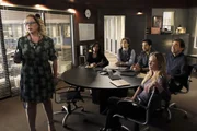Front to back: Penelope Garcia (Kirsten Vangsness), Jennifer Jareau (A.J. Cook), David Rossi (Joe Mantegna), Luke Alvez (Adam Rodriguez),  Dr. Spencer Reid (Matthew Gray Gubler), Dr. Tara Lewis (Aisha Tyler)