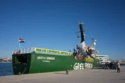 VALENCIA, SPAIN - DECEMBER 5, 2014: Greenpeace's vessel the "Arctic Sunrise" at the Port of Valencia. Greenpeace is a nongovernmental environmental organization with offices in over 40 countries. VALENCIA, SPAIN - DECEMBER 5, 2014: Greenpeace's vessel the "Arctic Sunrise" at the Port of Valencia. Greenpeace is a nongovernmental environmental organization with offices in over 40 countries.