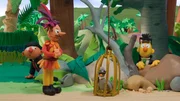 Ernie und Bert m&uuml;ssen mit ansehen, wie Dr. Vogelpfeife den wundersch&ouml;nen und sehr seltenen Quetzal-Vogel anlockt...
