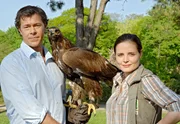 Susanne Mertens (Elisabeth Lanz) überredet Christoph Lentz (Sven Martinek), mit ihr in den Auwald zu fahren, um den Steinadler endgültig in die Freiheit zu entlassen.