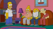 Grampa (2.v.l.), der alte Jude (2.v.r.) und Jasper (r.) leben tr&auml;ge und faul in den Tag hinein. Anfangs ist Homer (l.) noch irritiert, doch nach und nach wird er den alten Herren immer &auml;hnlicher ...