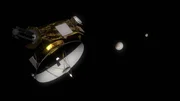 2015 erreichte die Raumsonde New Horizons Pluto und seine Monde, darunter der große Charon. 2015 erreichte die Raumsonde New Horizons Pluto und seine Monde, darunter der große Charon.