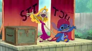 L-R: Mrs. Pleakley and Stitch.