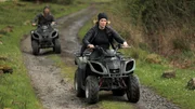 Heather A. and Phil T. ride ATV's on the grounds of Chillingham Castle. Heather A. and Phil T. ride ATV's on the grounds of Chillingham Castle.