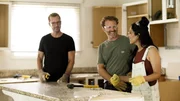 Joshua Smith (left) and Dave Bohler (center) and Designer Veronica Valencia discussing their design plans for the kitchen, as seen on HGTV's Revealed. Joshua Smith (left) and Dave Bohler (center) and Designer Veronica Valencia discussing their design plans for the kitchen, as seen on HGTV's Revealed.