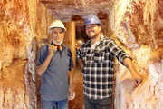 George and Yanni Aslamatzis underground mining in Coober Pedy, SA. George and Yanni Aslamatzis underground mining in Coober Pedy, SA.