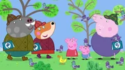 L-R: Mr. Stallion, Mrs. Corgi, Peppa Pig, George Pig, Grandpa Pig