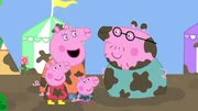 L-R: Peppa Pig, Mummy Pig, George Pig, Daddy Pig