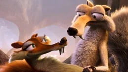 S&auml;belzahneichh&ouml;rnchen Scrat (r.) erliegt dem Charme der wundersch&ouml;nen, aber resoluten Eichh&ouml;rnchen-Dame Scratte.