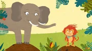 Äffchen Wim will seine große Wut loswerden. Bloß wie? Das Elefantenmädchen kennt einen Trick. Stampfen!