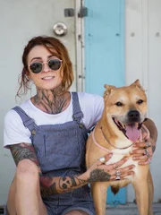 Mariah and Dog - In show feature outside the flamingo house