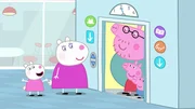 L-R: Suzy Sheep, Mummy Sheep, Daddy Pig, Peppa Pig, George Pig