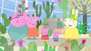 L-R: Daddy Pig, Mummy Pig, Peppa Pig, George Pig, Miss Rabbit