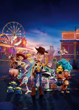 Bullseye, Hamm, Little Green Men, Jessie, Forky, Bo Peep, Officer Giggle McDimples, Sheriff Woody, Buzz Lightyear, Rex, Mr. Potato Head, Ducky, Bunny, Duke Caboom, Mrs. Potato Head, Slinky Dog
