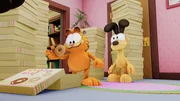 Garfield hat sich auch noch die restlichen von Jons Geburtstags-Donuts unter den Nagel gerissen. Das wird Jon gar nicht gefallen.