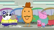 L-R: Police Officer Panda, Police Officer Squirrel, Mr. Potato, Peppa Pig, Daddy Pig, George Pig