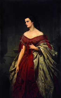 Erbprinzessin Helene von Thurn und Taxis, Gem&auml;lde von Erich Corrrens, 1859.