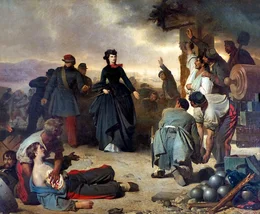 K&ouml;nigin Marie beider Sizilien als Heldin von Gaeta, Gem&auml;lde von Ferdinand von Piloty, 1863, Privatbesitz.