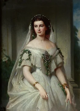Sisis j&uuml;ngere Schwester Marie als Braut des Kronprinzen Francesco beider Sizilien (Medaillon), Gem&auml;lde von 1859, Privatbesitz.