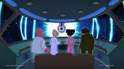 v.li.: Zoidberg, Professor Farnsworth, Amy, Hermes