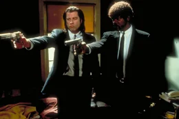 L-R: Vincent Vega (John Travolta), Jules Winnfield (Samuel L Jackson)