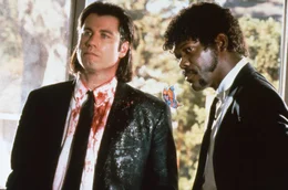 L-R: Vincent Vega (John Travolta), Jules Winnfield (Samuel L Jackson)