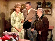 Nach der Heirat mit Hofrat Geiger zieht Marianne zu Ihrem Mann nach Wien. Sie f&uuml;hrt den Haushalt, w&auml;hrend ihre Tochter die Musikakademie besucht. Doch wirklich gl&uuml;cklich werden beide in der Gro&szlig;stadt nicht. Entnervt beschlie&szlig;en sie, Wien zu verlassen und den Gro&szlig;vater zu besuchen. Der hat einen heruntergekommenen Bauernhof in der Wachau geerbt hat. Um die Schulden zu bezahlen, soll der Tierbestand an einen Schlachthof verkauft werden. Das kann Mariandl auf keinen Fall zulassen! Im Bild, von links: Marianne (Waltraut Haas) besucht mit ihrem Mann, dem Hofrat Geiger (Rudolf Prack) Opa Windischgruber (Hans Moser) auf seinem Hof in der Wachau.