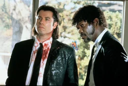 L-R: Vincent Vega (John Travolta), Jules Winnfield (Samuel L Jackson)