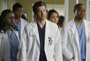 Derek (Patrick Dempsey, M.) hat f&uuml;r Ben (Jason George, r.), Jo (Camilla Luddington, 2.v.r.), Stephanie (Jerrika Hinton, l.) und Shane (Gaius Charles, 2.v.l.) eine OP und ein paar Lektionen auf dem Plan ...