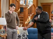 Dave Johnson (Max Greenfield, l.); Calvin Butler (Cedric the Entertainer, r.)