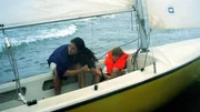 Daniela (Nirit Sommerfeld), ihr Sohn Moritz (Constantin Sch&uuml;nemann) und ihr Mann Michael werden auf dem Chiemsee von einem Unwetter &uuml;berrascht.