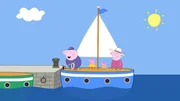 Peppa und Schorsch verbringen den Tag mit Oma und Opa Wutz beim Segeln.