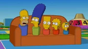 Die Simpsons als Figuren in einem Spiel: (v.l.n.r.) Homer, Marge, Bart, Lisa und Maggie ...