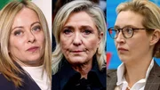 Drei "rechte Frauen": Giorgia Meloni (l.), Marine Le Pen (M.) und Alice Weidel (r.). "Terra X History" zeigt in einem spannenden und aufschlussreichen Portrait der Politikerinnen, wie sie an die Spitze ihrer Parteien gelangten und welche Ziele sie verfolgen.