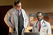 -- "Graveyard Shift" Episode 211 -- Pictured: (l-r) Oliver Platt as Daniel Charles, Ato Essandoh as Isidore Latham --