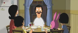 (L-R): Linda Belcher (voiced by John Roberts), Bob Belcher (voiced by H. Jon Benjamin), Tina Belcher (voiced by Dan Mintz), Louise Belcher (voiced by Kristen Schaal), and Gene Belcher (voiced by Eugene Mirman) in 20th Century Studios' THE BOB'S BURGERS MOVIE. Photo courtesy of 20th Century Studios. &copy; 2022 20th Century Studios. All Rights Reserved.