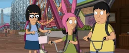 (L-R): Tina Belcher (voiced by Dan Mintz), Louise Belcher (voiced by Kristen Schaal), and Gene Belcher (voiced by Eugene Mirman) in 20th Century Studios' THE BOB'S BURGERS MOVIE. Photo courtesy of 20th Century Studios. &copy; 2022 20th Century Studios. All Rights Reserved.