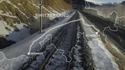 Eine Karte, die die Route des Glacier's Express von St. Mortiz nach Zermatt, Schweiz, zeigt.