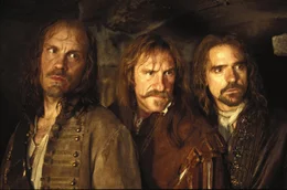 Musketiere werden &auml;lter, aber nicht harmlos: Athos (John Malkovich, l.), Porthos (G&eacute;rard Depardieu, M.) und Aramis (Jeremy Irons, r.).