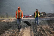 Parker walking with Dean Tosczak and dozer (dog).