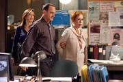 LAW & ORDER: SPECIAL VICTIMS UNIT -- "Ballerina" Episode 1016 -- Pictured: Mariska Hargitay as Det. Olivia Benson, Christopher Meloni as Det. Elliot Stabler, Carol Burnett as Bridget "Birdie" Sulloway -- NBC Photo: Will Hart