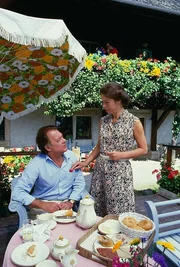 Frau Michaelis (Evelyn Hamann) achtet sehr genau darauf, dass Prof. Brinkmann (Klausjürgen Wussow) nicht zuviel raucht. Deshalb entfernt sie auch jede Zigarettenschachtel wo sie sie auch sieht.