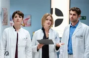 (v.l.n.r.) Theresa Koshka (Katharina Nesytowa); Dr. Franziska Ruhland (Gunda Ebert);  Dr. Niklas Ahrend (Roy Peter Link)