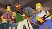Gr&uuml;nden &uuml;berraschend eine erfolgreiche Band: (v.l.n.r.) Lovejoy, Kirk, Apu, Dr. Hibbert und Homer ...