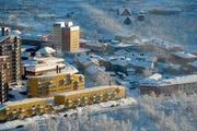 Luftbild Kiruna bei klirrender K&auml;lte.