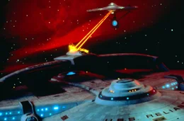 In den unendlichen Weiten des Weltraums liefern sich die Raumschiffe von Captain Kirk und seinem Erzfeind Khan einen erbitterten Kampf.