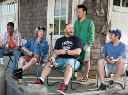 L-R: Kurt McKenzie (Chris Rock), Marcus Higgins (David Spade), Eric Lamonsoff (Kevin James), Rob Hilliard (Rob Schneider), Lenny Feder (Adam Sandler).