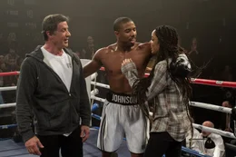 Sylvester Stallone (Rocky Balboa), Michael B. Jordan (Adonis 'Donnie' Johnson Creed), Tessa Thompson (Bianca).